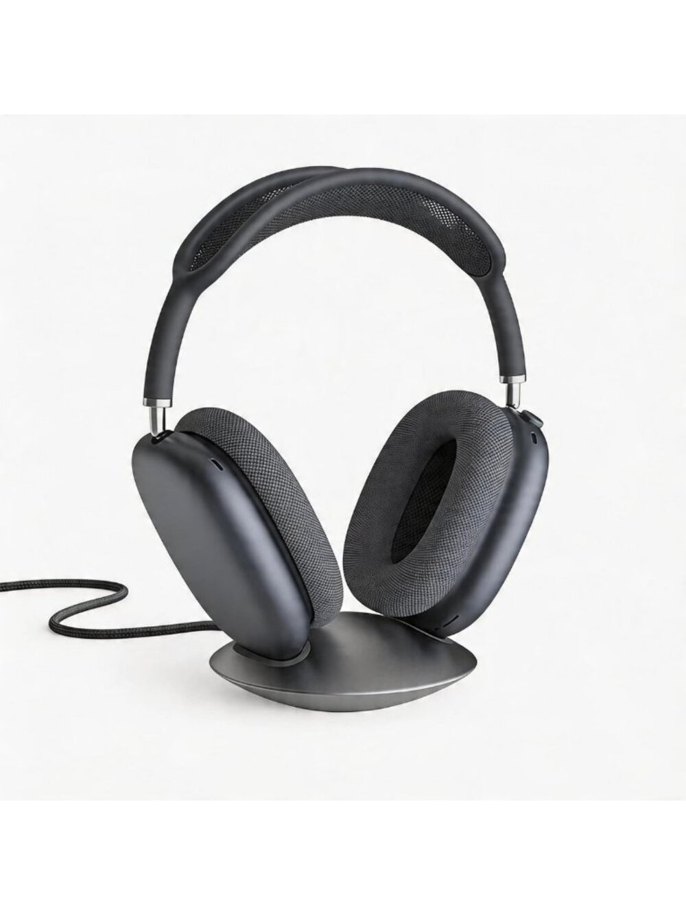 Sleek Aluminum Headphone Stand & Charging Dock - Modern Gray Design